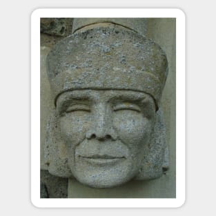 monastic stone head Sticker